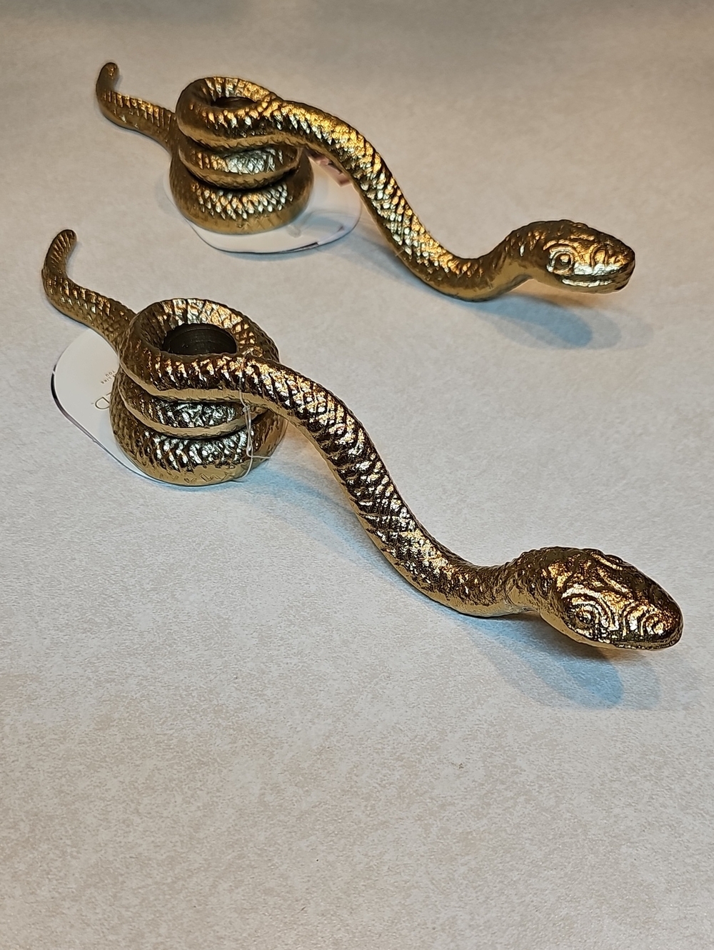 Threshold Set Of 2 Gold Serpent Snake CandleHolder